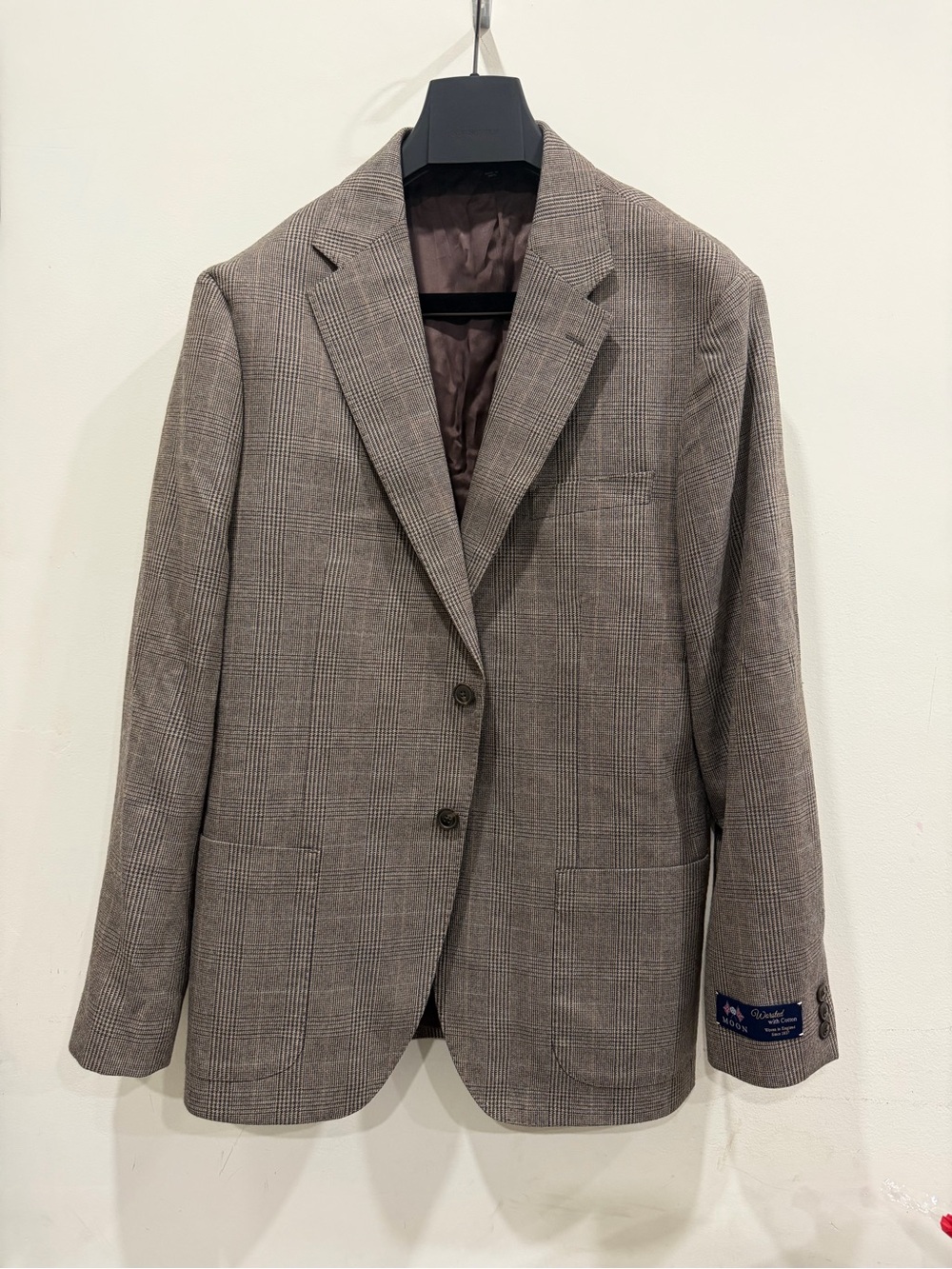J. Crew Brown Plaid Sport Coat Fabric by Abraham Moon size 44R new with tags